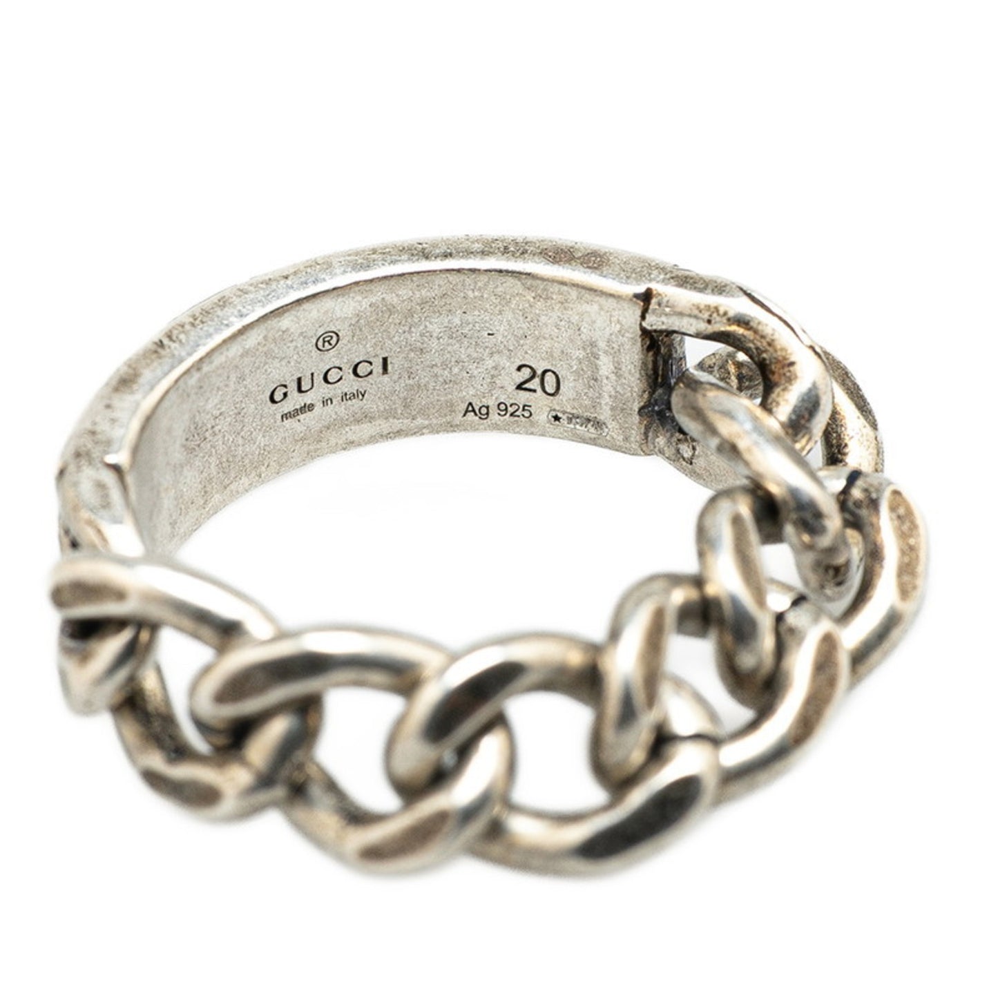 Gucci logo ring, chain size 20, 678711, silver and black, SV925, women's, GUCCI