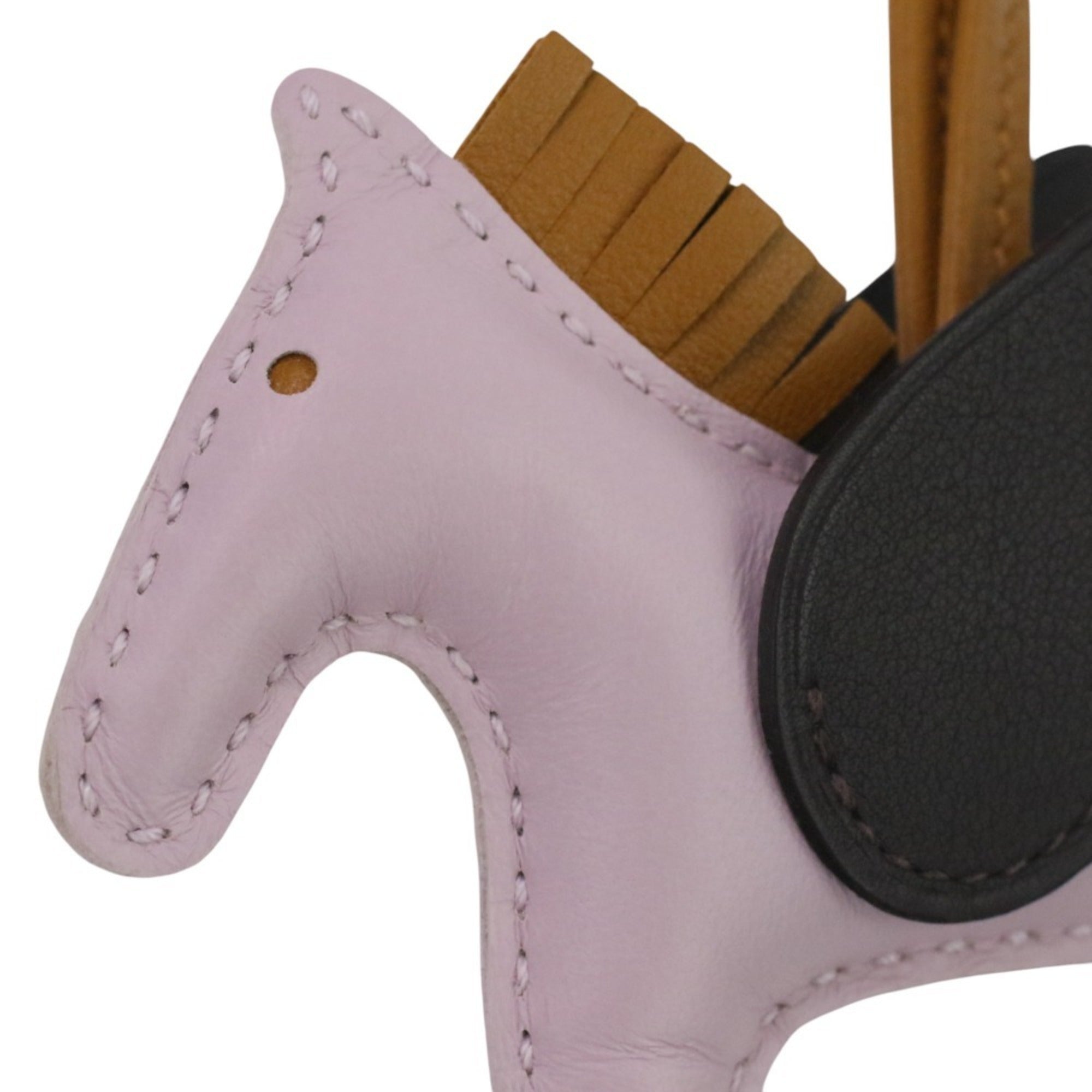 HERMES Rodeo Pegasus PM Bag Charm in Mauve Pale Sesame Ebene with U Stamp for Women — Like New