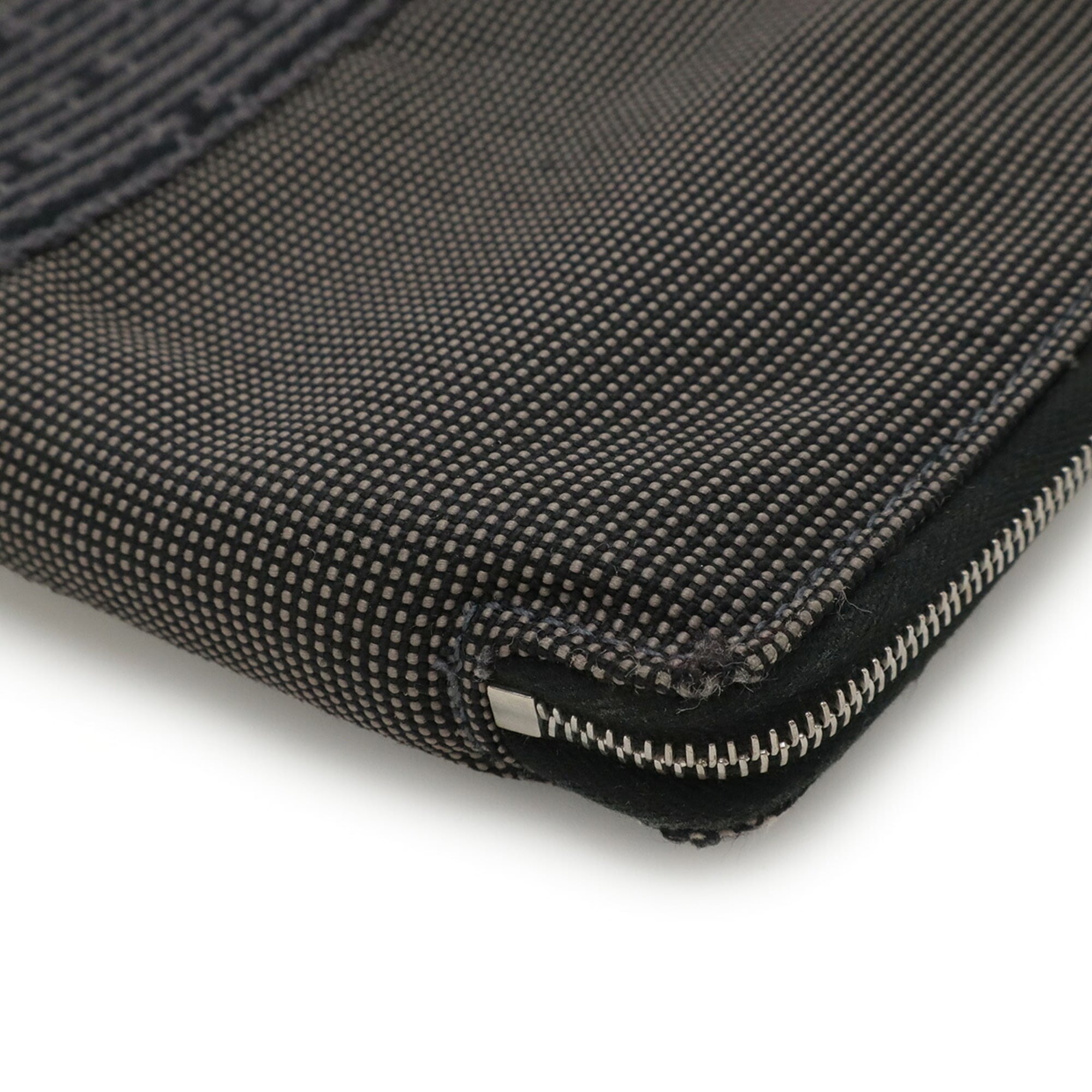 HERMES Air Line Purse GM Round Long Wallet Passport Case Canvas Gray