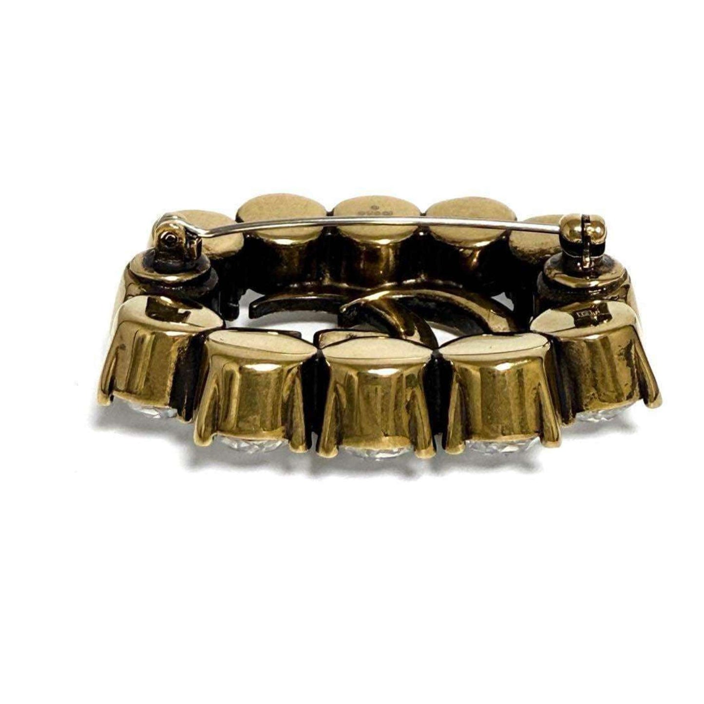 Gucci Women's Metal Double G Brooch Badge with Crystals