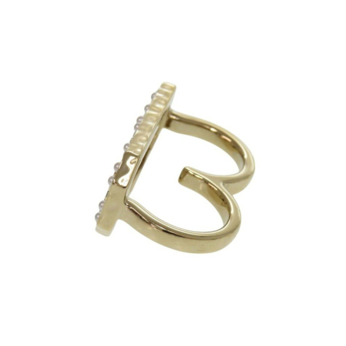 Chanel Double Finger L23B Metal Stone Faux Pearl Gold Ring 1183CHANEL