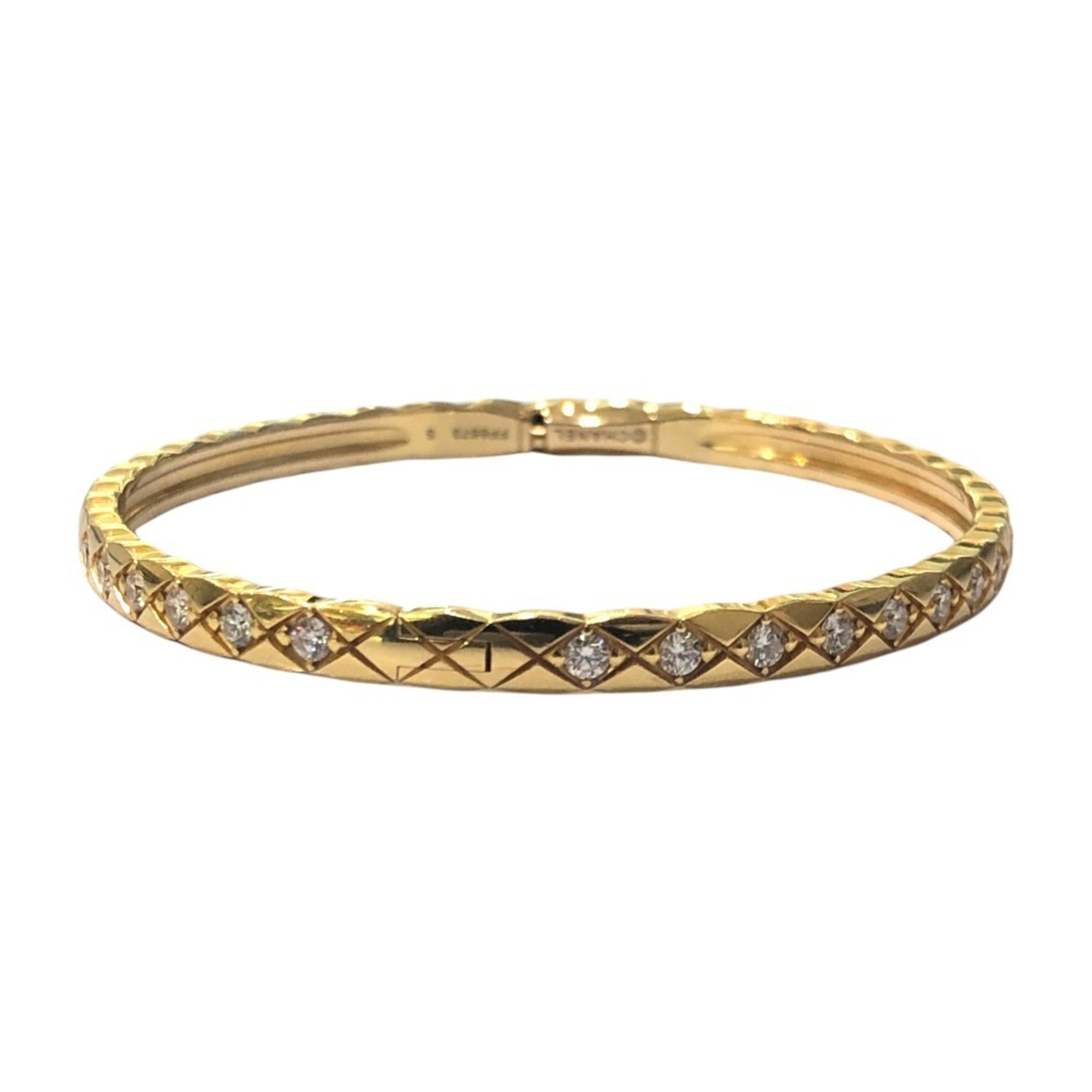 CHANEL J13080 18K Yellow Gold Coco Crush Collection Accessory Jewelry Full Diamond Bracelet Women's Like New — Like New