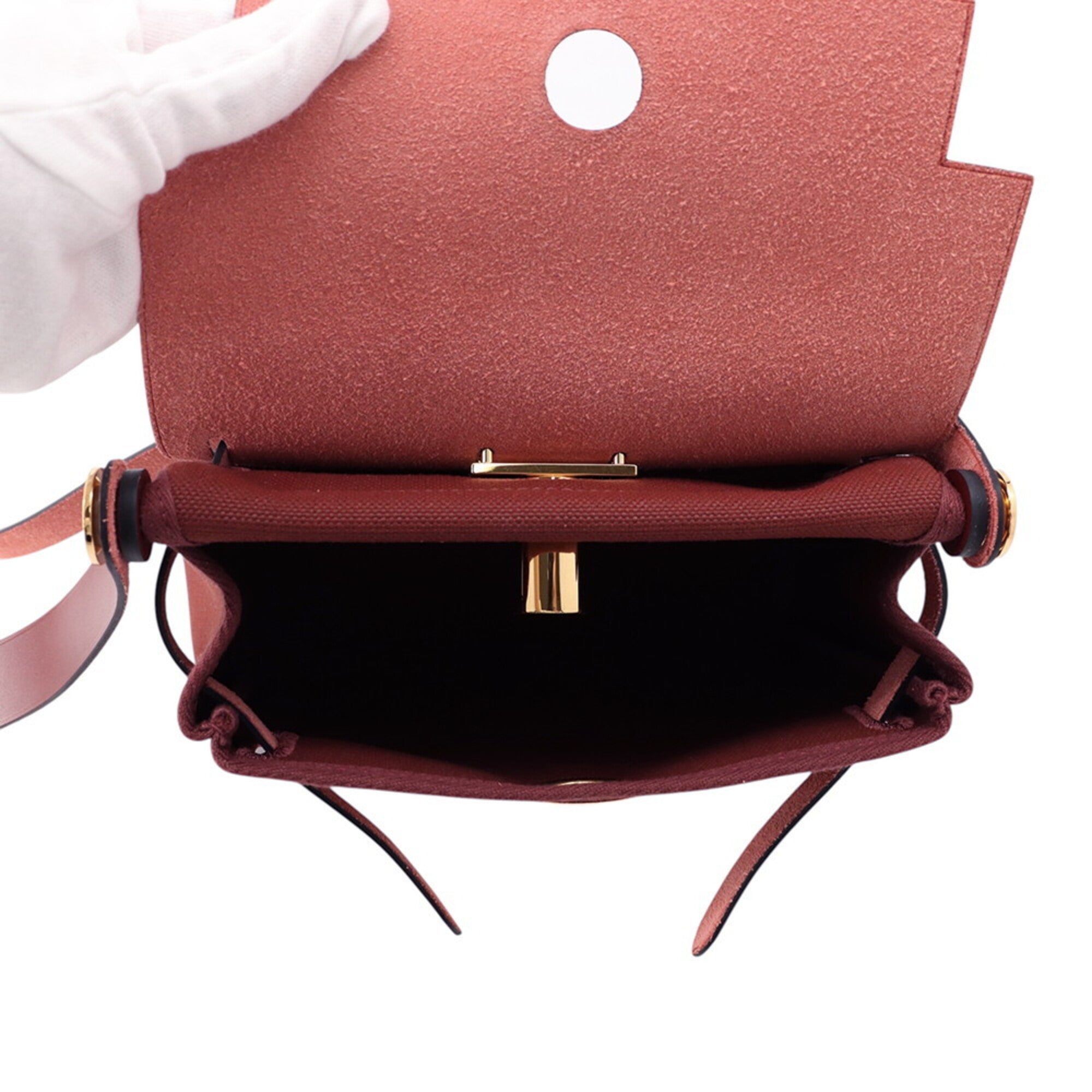 Hermes Shoulder Bag Herbag Zip Mini Rouge H Toile Military Vache Hunter K Stamp HERMES Handbag — Like New
