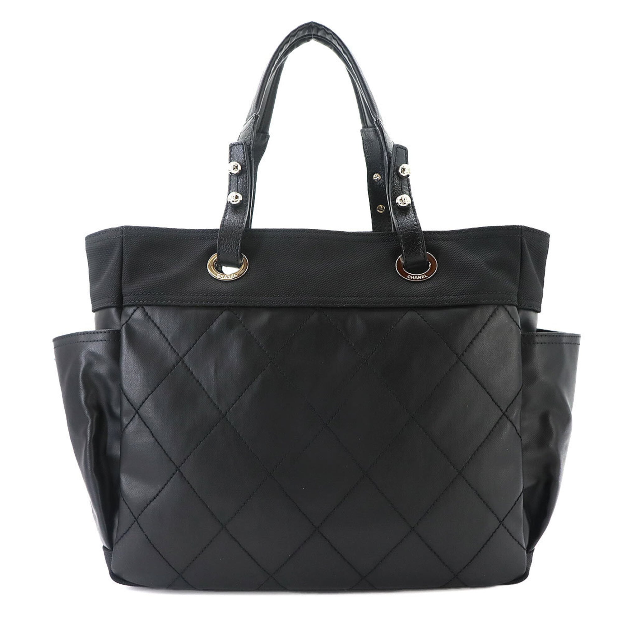 Chanel Paris Biarritz GM Tote Handbag, Nylon Leather, Black, A34210 — Like New