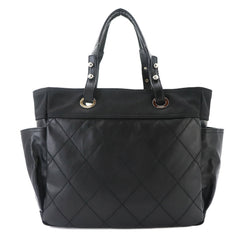 Chanel Paris Biarritz GM Tote Handbag, Nylon Leather, Black, A34210 — Like New