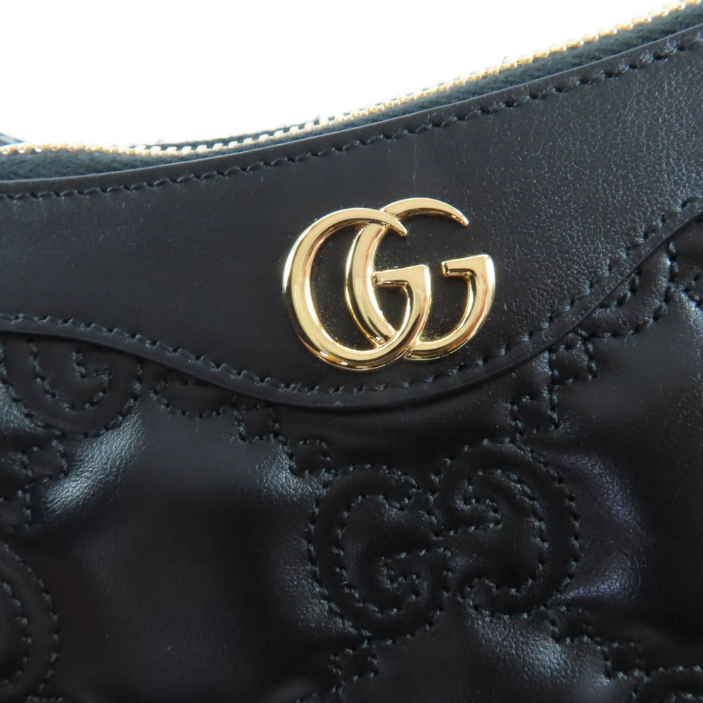 GUCCI 735049 GG Matelassé 2-Way Leather Handbag/Shoulder Bag, Black, with Dust Made in Italy, Women's — Like New