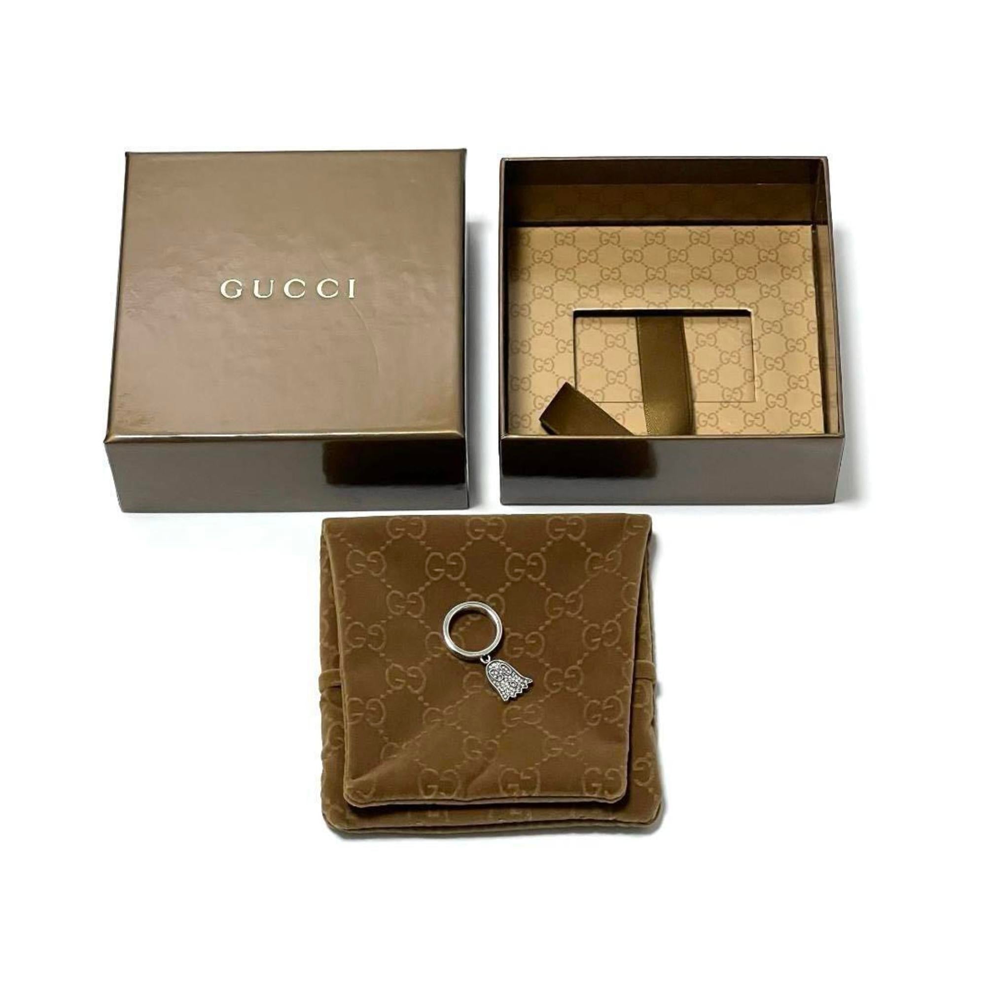 GUCCI Women's Ghost Pave Diamond Ring in Silver 925 — Like New