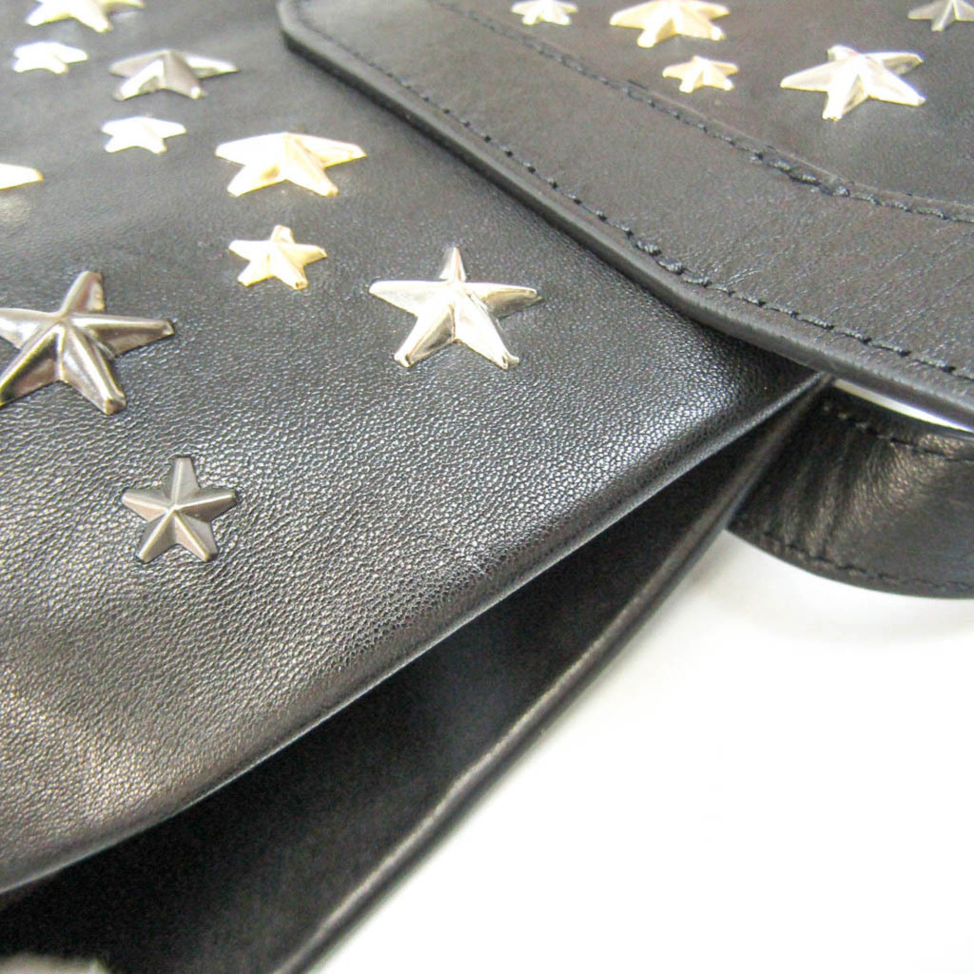 Jimmy Choo Women's Leather Studded Shoulder Bag,Tote Bag Black