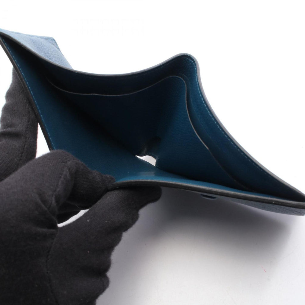 Hermes Hermès MC2 Thales Bifold Wallet in Calfskin Leather (Cowhide) with Epsom Leather, Men's Blue