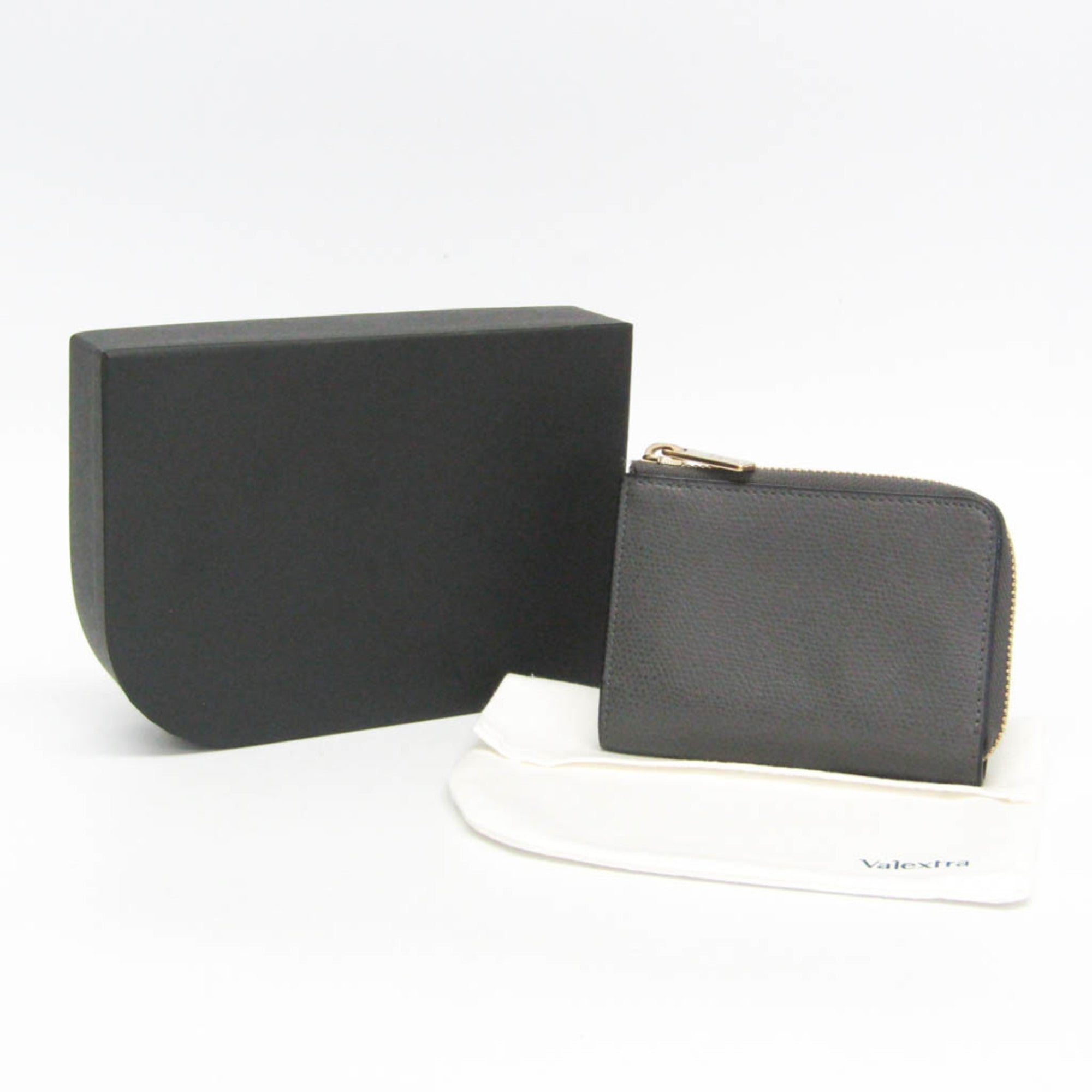 Valextra Multi-case Key Ring Men,Women Leather Coin Purse/coin Case Gray