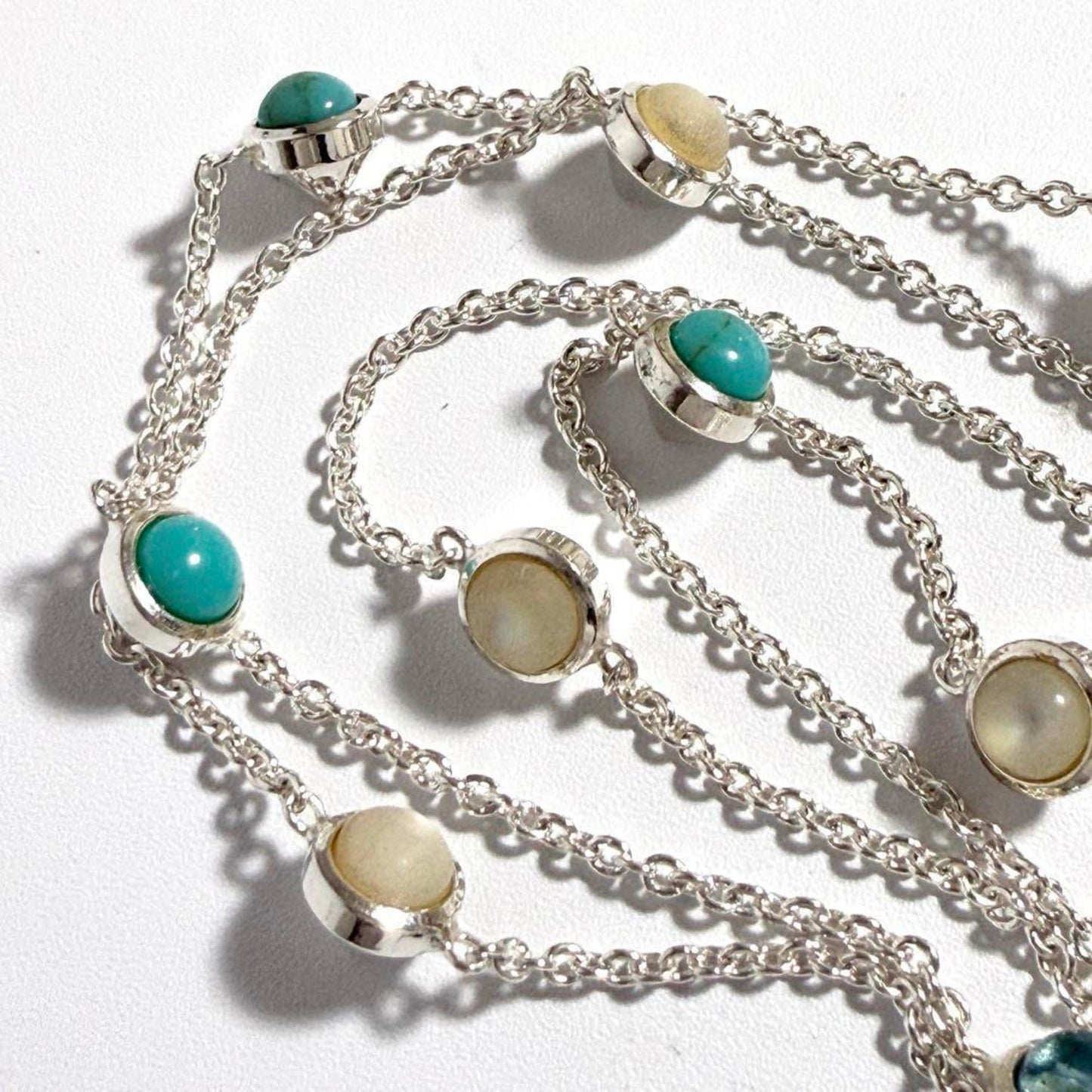 Gucci Double G Mother of Pearl Necklace Pendant Silver 925