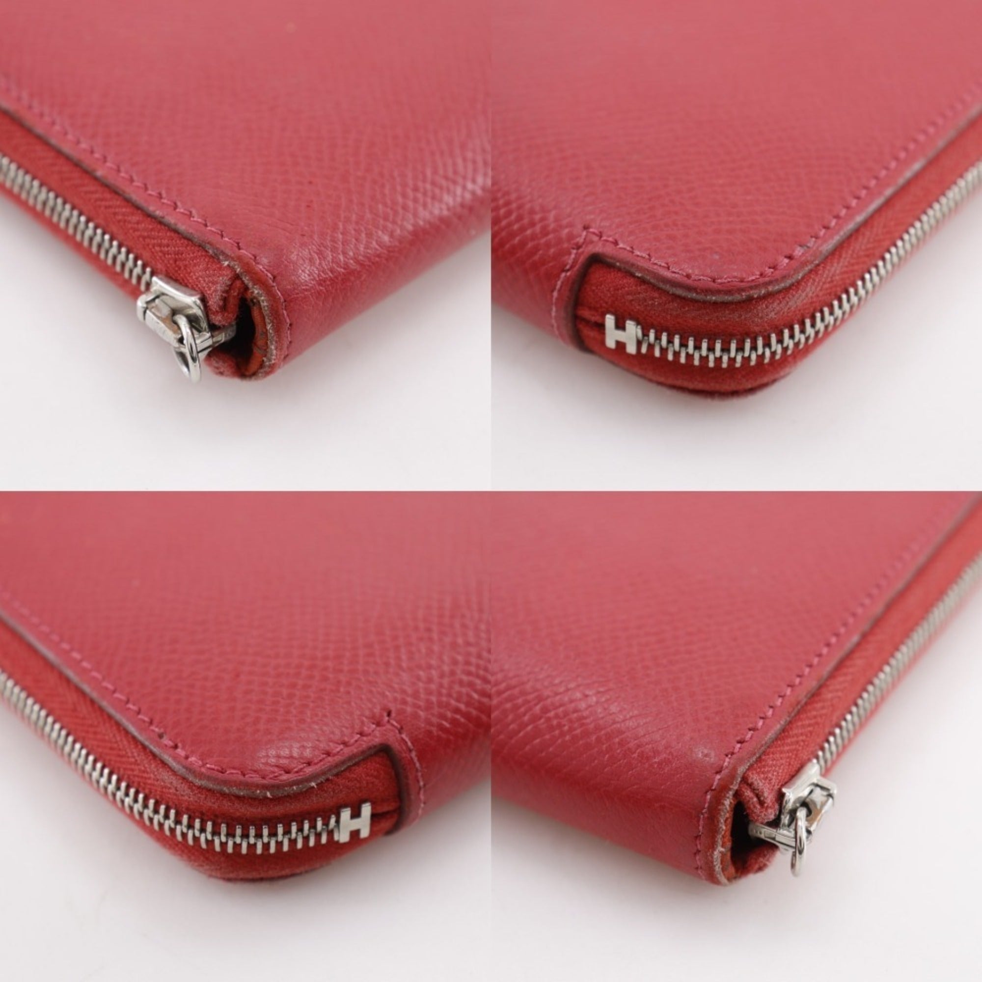 Hermes HERMES Azap Silk in Long Wallet Veau Epsom 2010 Red □N Zipper Women's