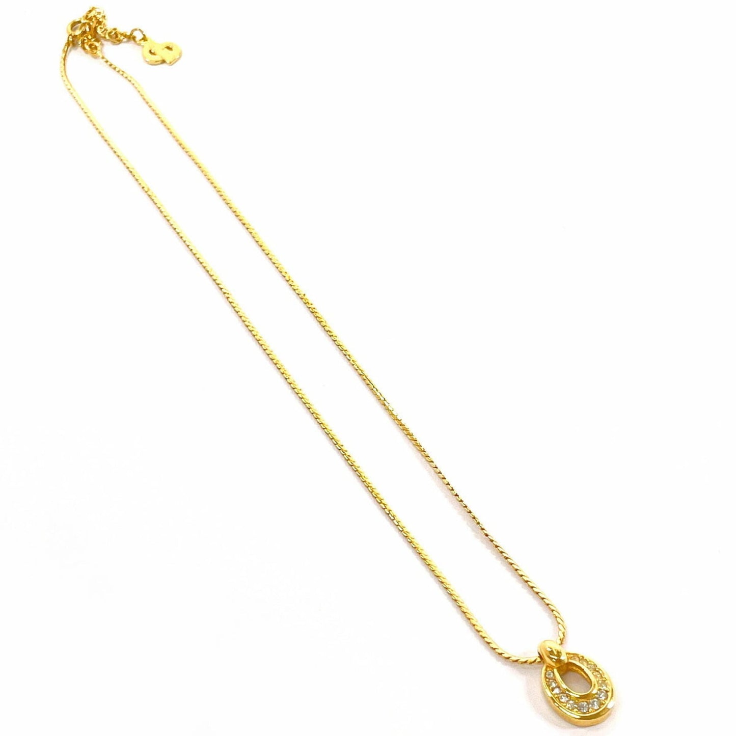 Christian Dior necklace, metal/rhinestone, gold, for women