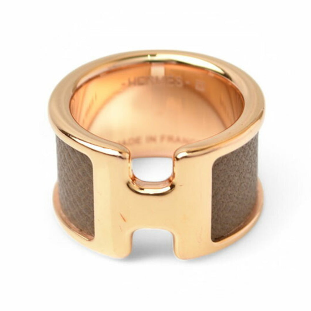 Hermes Ring/Olympe GM HERMES Leather/Metal S Size/Approx. Size 11 Etoupe/Gold — Like New