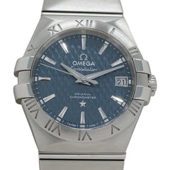 OMEGA Constellation 123.10.35.20.002 Men's Co-Axial Date Automatic Watch in Stainless Steel with Silver and Blue Back, Polished — Good