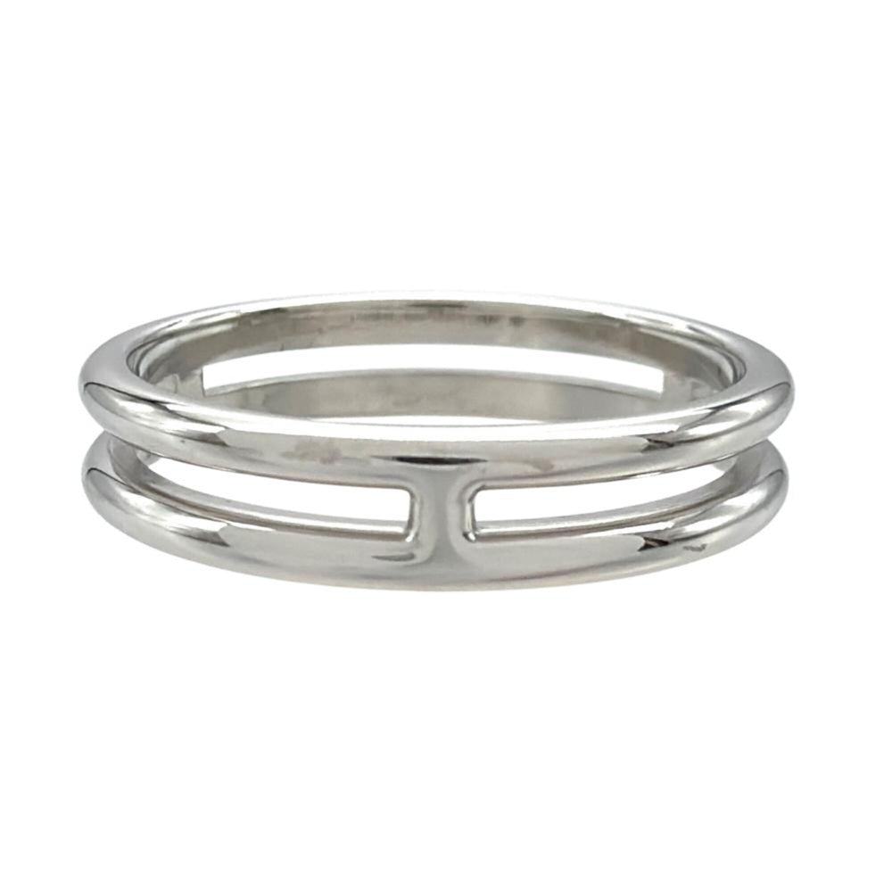 Hermes Ariane Ring, Size #48, 18KWG, 2.8g, White Gold, Approx. Women's — Like New