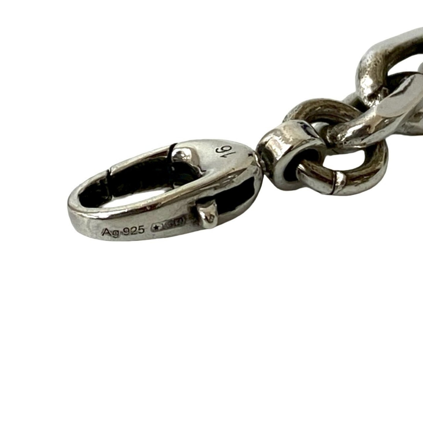 GUCCI Interlocking G Bracelet, 925 Sterling Silver Chain Bangle, 06224