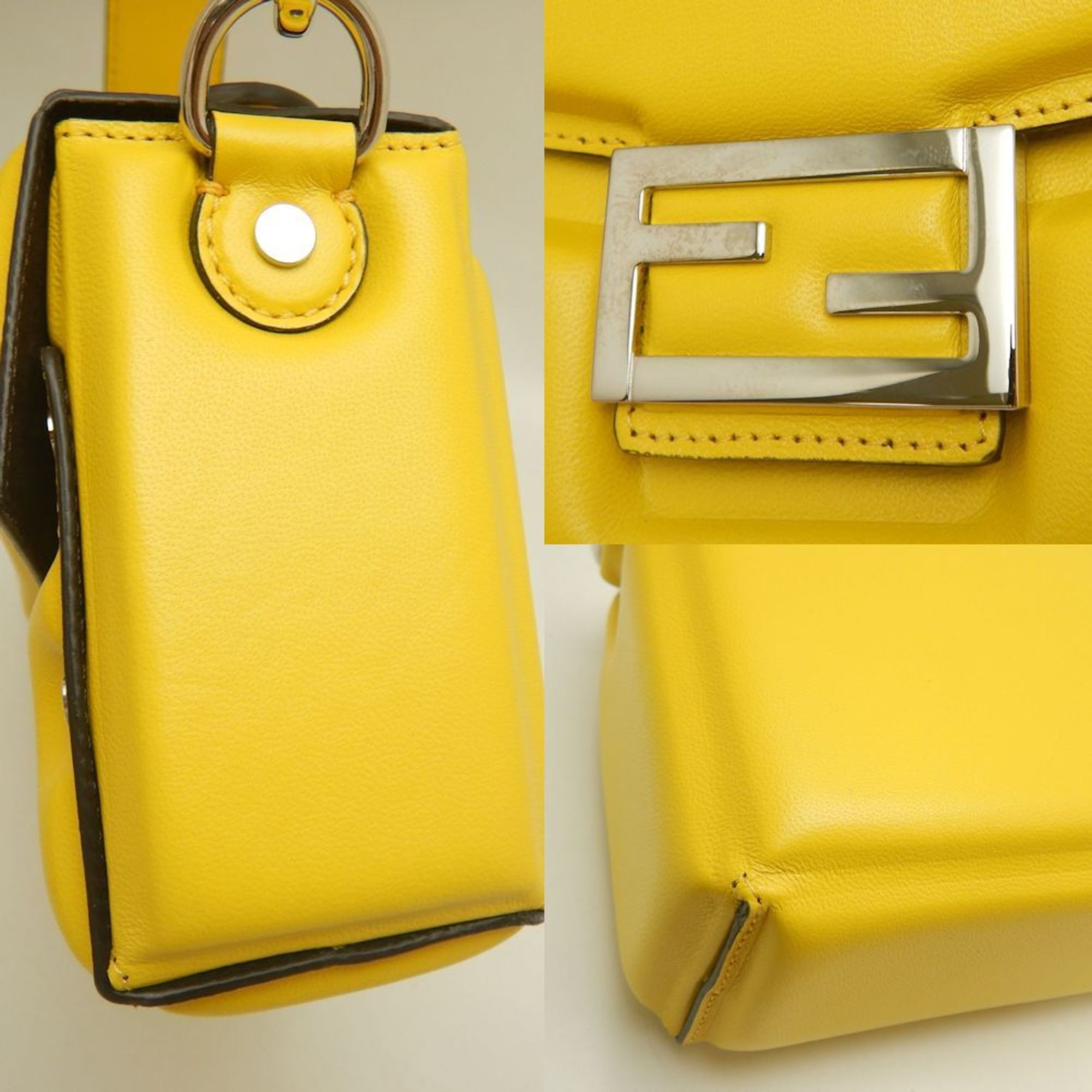 FENDI Bucket Soft Trunk 7VA565 Shoulder Bag in Yellow Leather, Women's, 253059