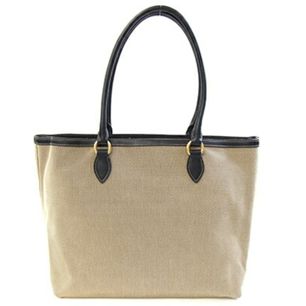 Prada Tote Bag 1BG158 Beige Brown Black Canvas Leather Shoulder Women's PRADA
