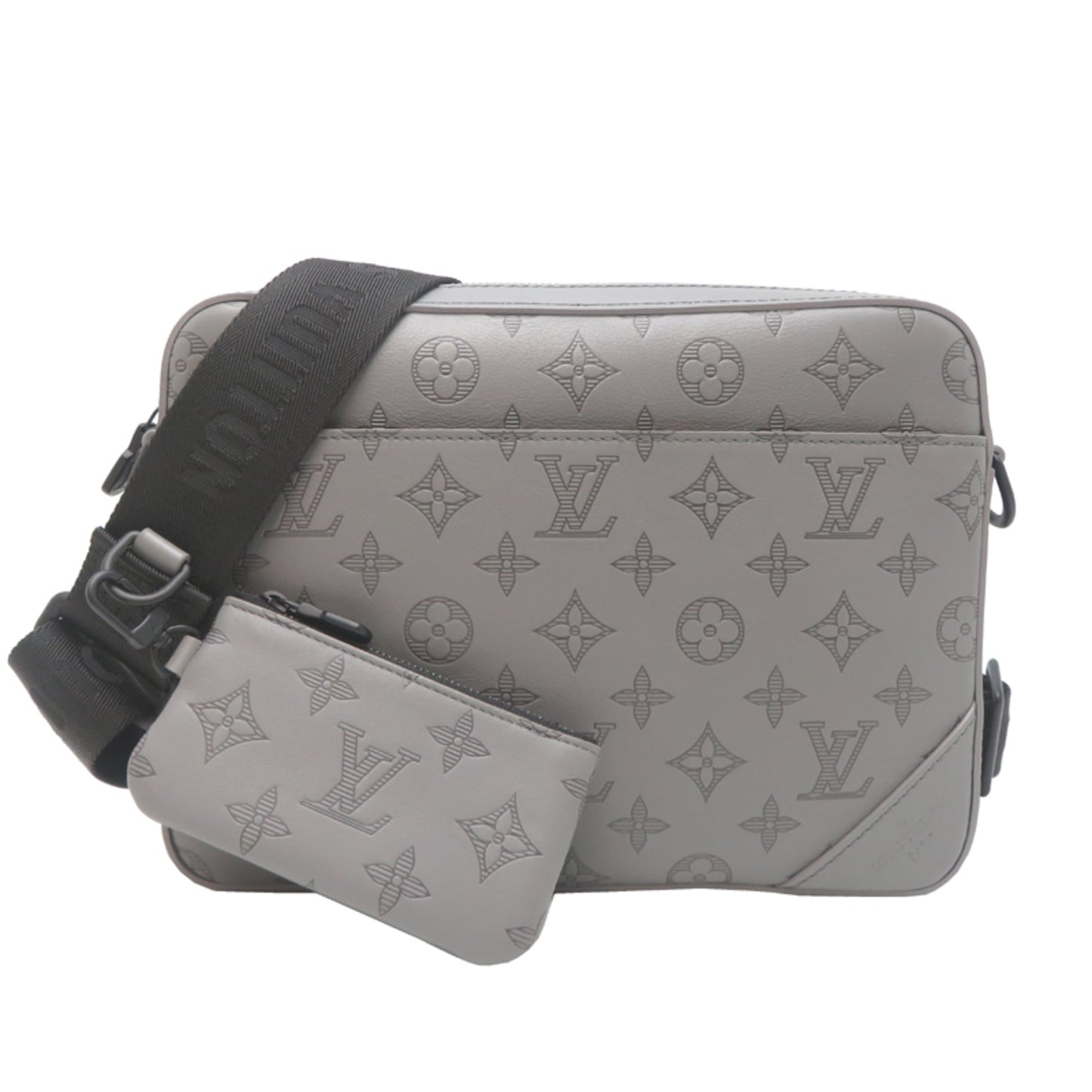 Louis Vuitton Duo Messenger Men's Shoulder Bag M46104 (Discontinued) Monogram Shadow Gray