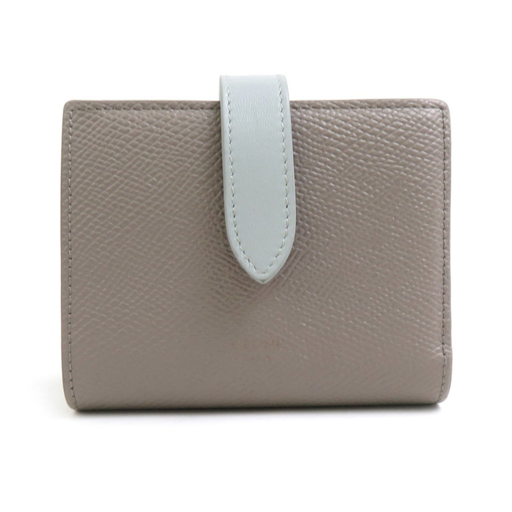 CELINE Bi-fold wallet Leather Greige x Blue-Grey Women's 55988g
