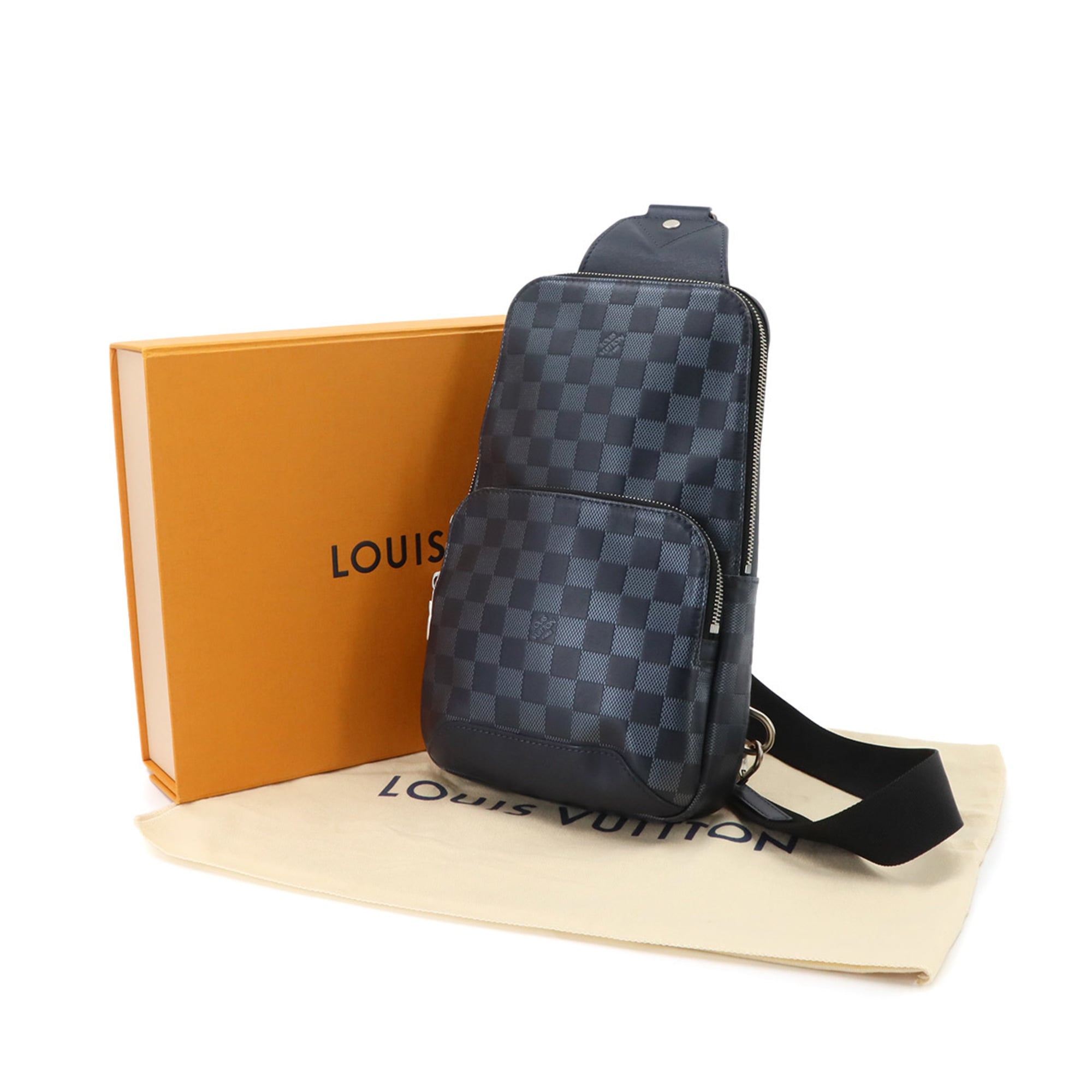 Louis Vuitton Damier Infini Avenue Sling Handbag, Navy, N40303 — Like New