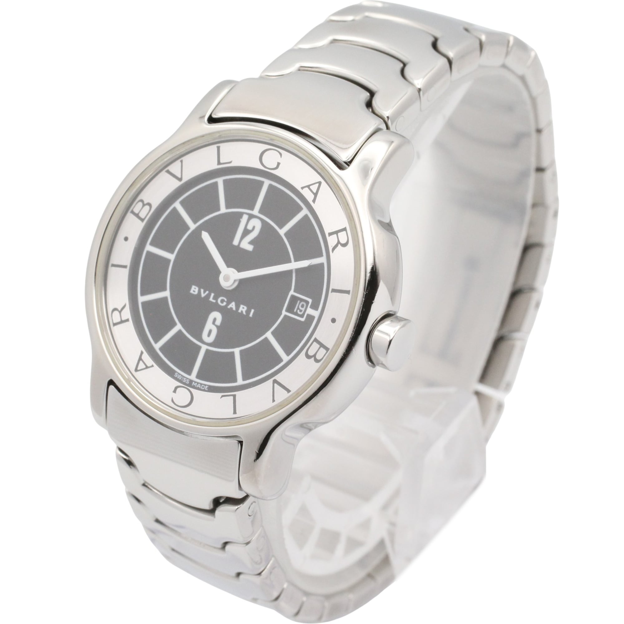 Bulgari BVLGARI Solo Tempo Watch, Stainless Steel, Women's, Black, ST29S — Very Good