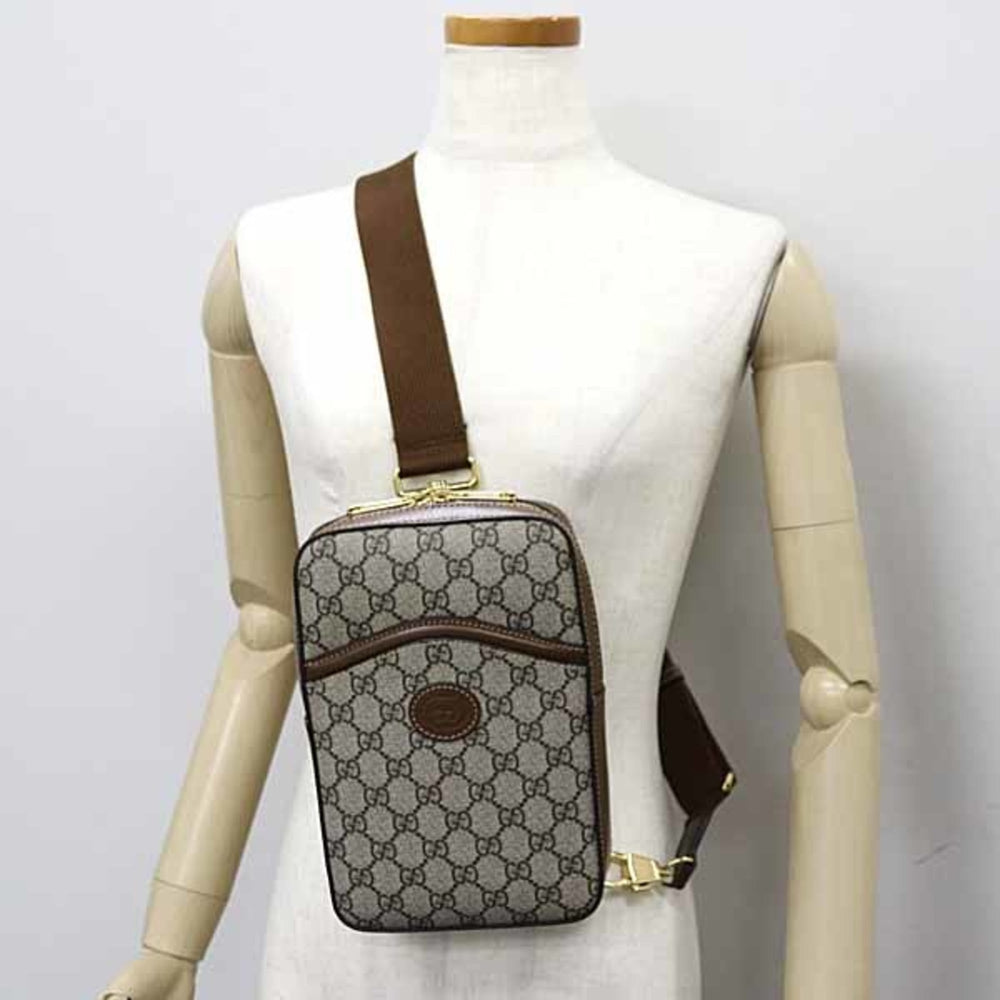 Gucci Interlocking G Sling Bag Body GG Supreme Canvas 696016 Brown Beige Unused — New - Store Return
