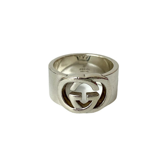 GUCCI Interlocking Double G Ring, 925 Sterling Silver, Accessory for Men and Women, 102-2