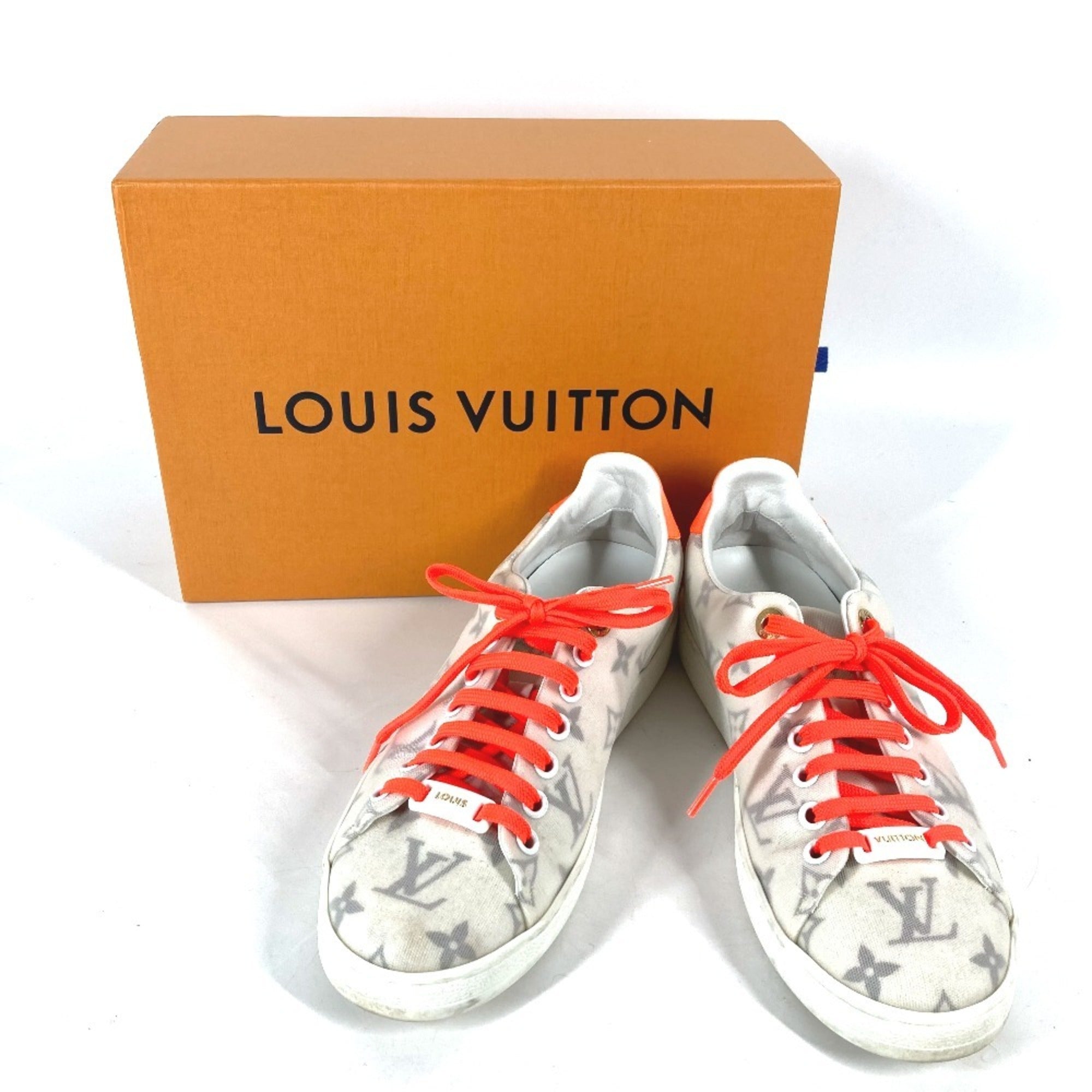 LOUIS VUITTON Louis Vuitton Front Row Monogram Lace-Up Shoes Sneakers PVC Women's White