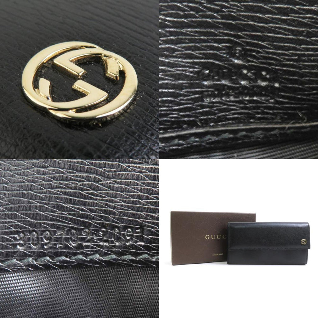 GUCCI Long Wallet Interlocking G Leather Black Men's Women's 309702 h31192a