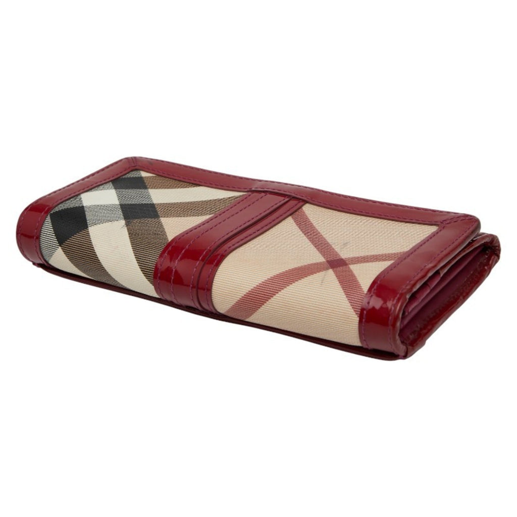 Burberry Nova Check Long Wallet in Red and Beige Leather for Women