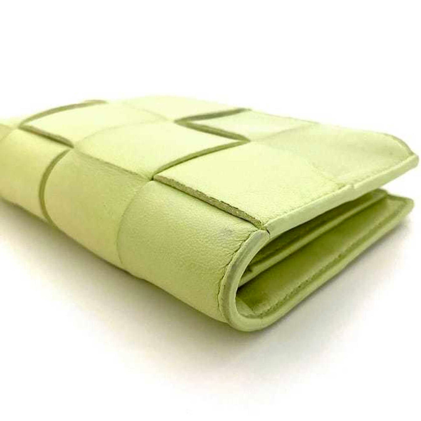 Bottega Veneta bi-fold wallet light green yellow intrecciato leather BOTTEGA VENETA 10 pieces soft