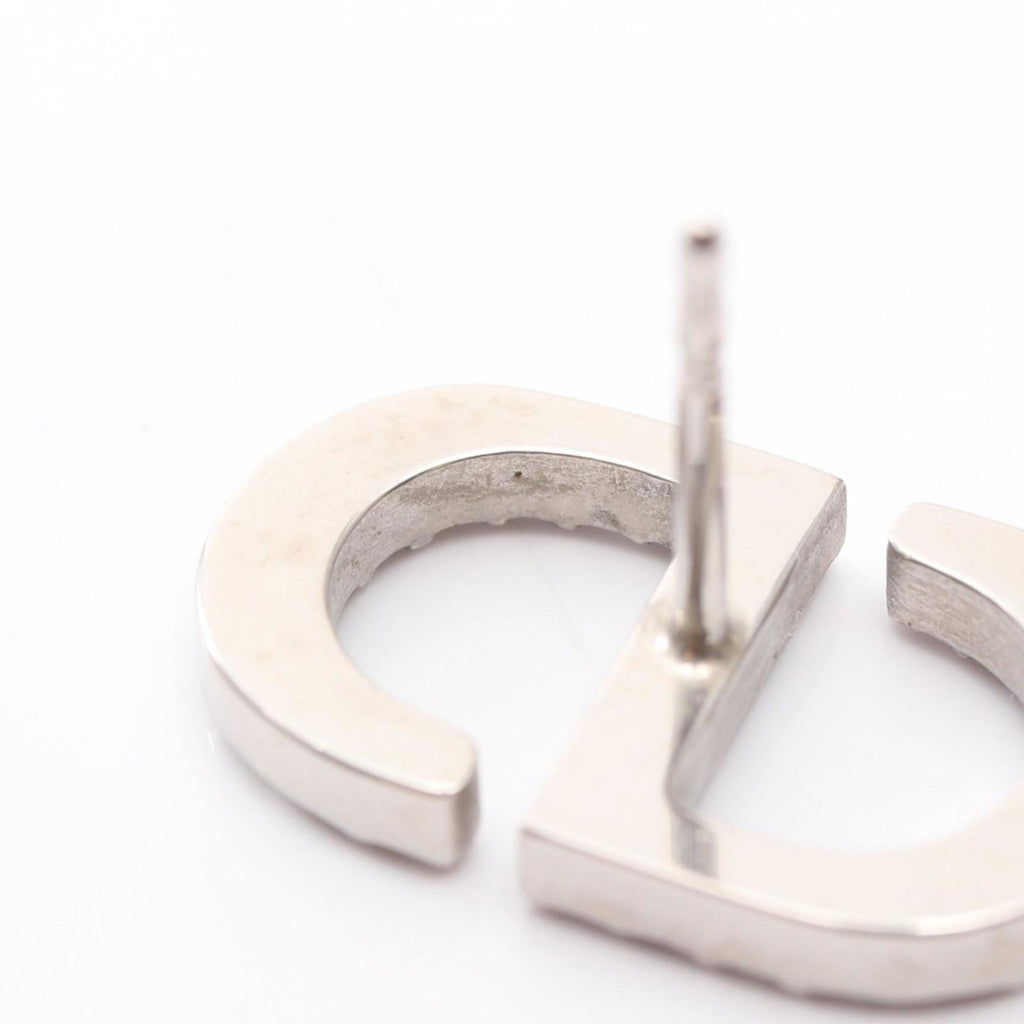 Christian Dior Dior Petit CD Stud Earrings with Stainless Steel Rhinestones, Silver