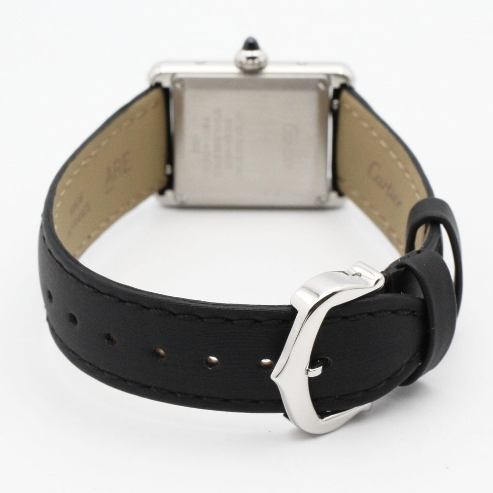 Cartier Tank Must SM Watch, Stainless Steel, Leather Strap, Diamond, Ladies, Silver Tone, W4TA0016 — Very Good