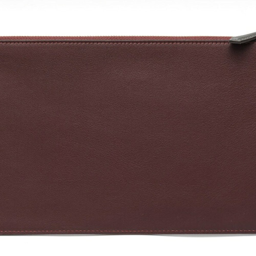 FENDI Flat Baguette Clutch Bag Medium 8N0149 Leather Bordeaux S-160070 — Like New