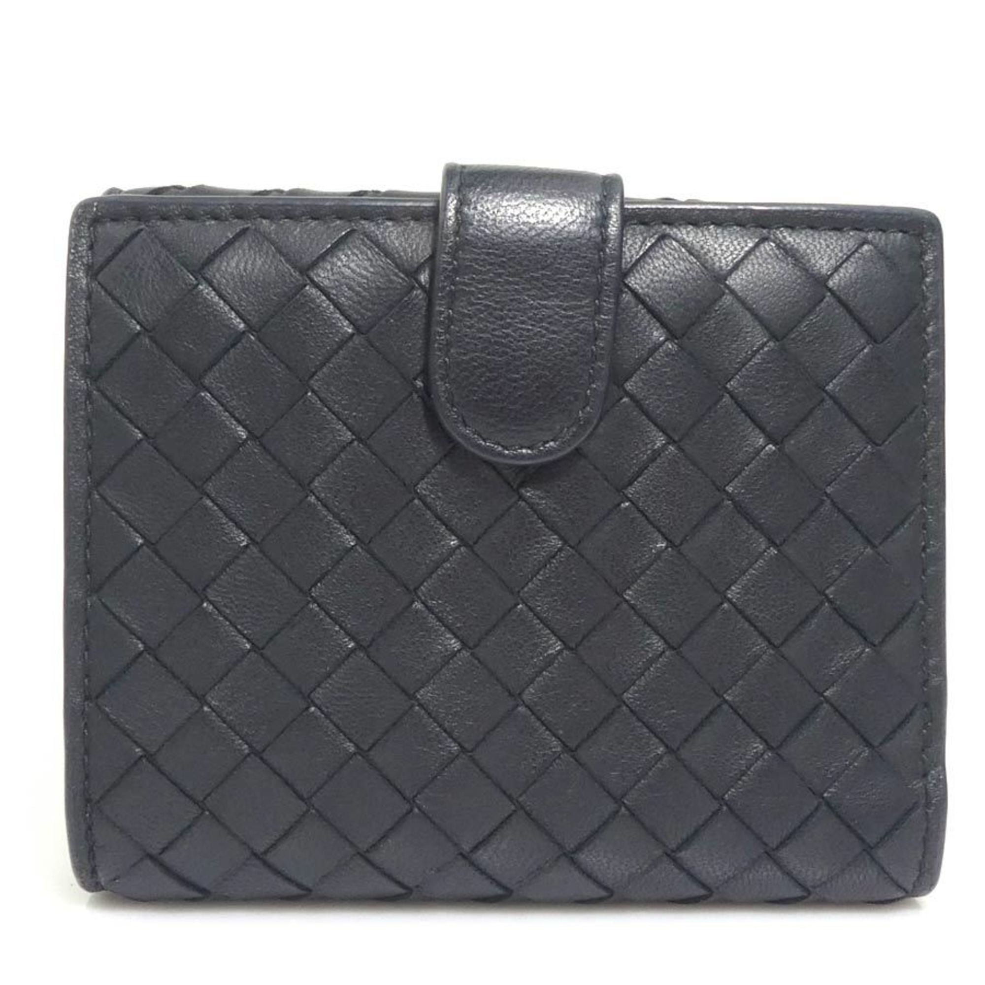 Bottega Veneta bi-fold wallet in black intrecciato leather, unisex, h31856g