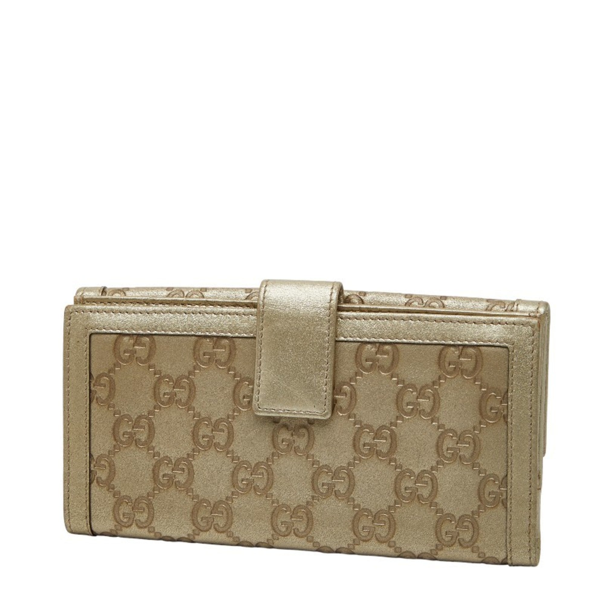 Gucci Interlocking G Long Wallet 282426 Gold Leather Women's GUCCI
