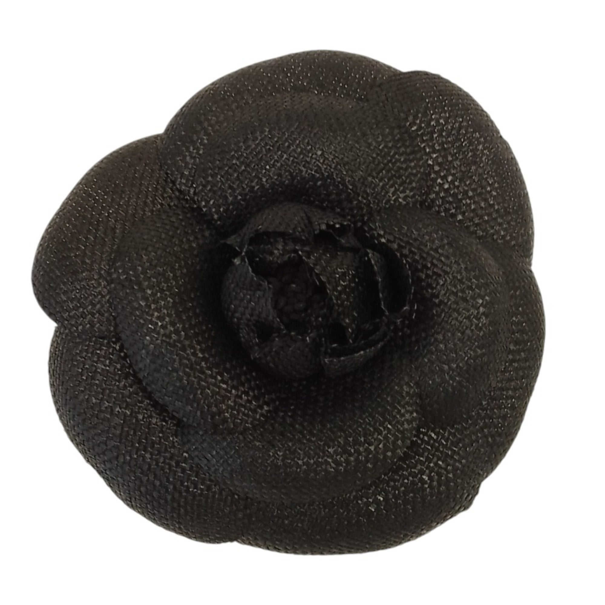CHANEL Chanel Canvas Camellia Corsage Pin Brooch Black Women's — Like New