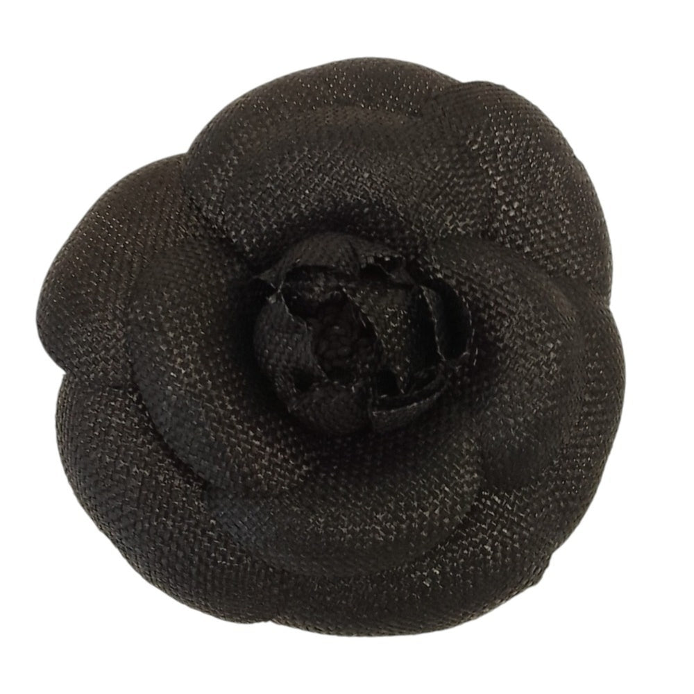 CHANEL Chanel Canvas Camellia Corsage Pin Brooch Black Women's — Like New