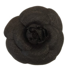 CHANEL Chanel Canvas Camellia Corsage Pin Brooch Black Women's — Like New