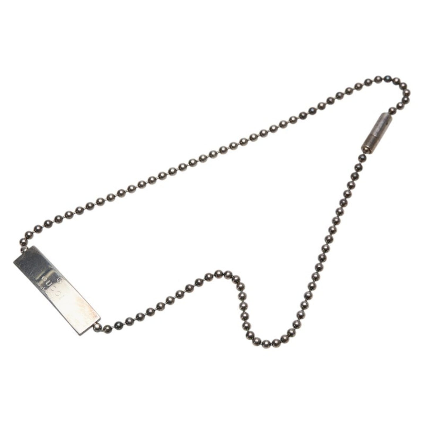Gucci logo plate ball chain necklace choker in SV925 silver for women.