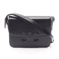 Celine Teen Triomphe Shoulder Bag, Leather, Women's, Black, 199233BF4