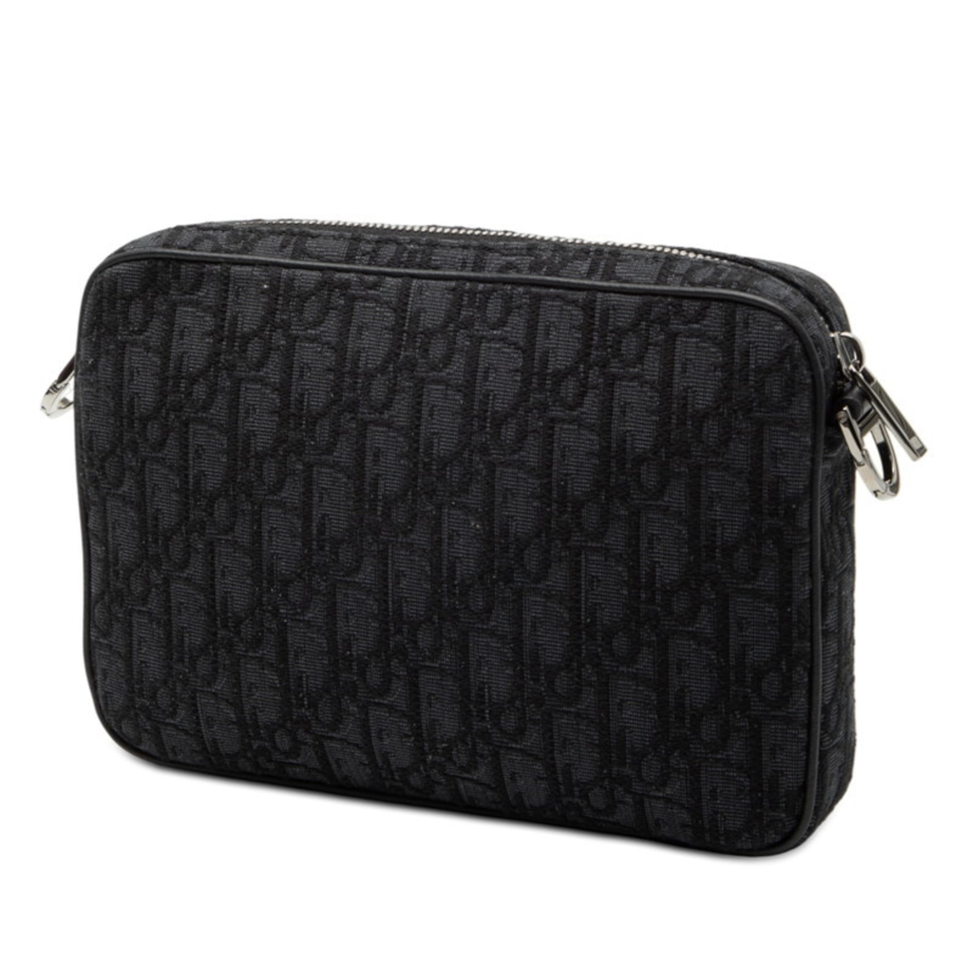 Christian Dior Dior Oblique Saddle Shoulder Bag in Black Canvas and Leather for Women