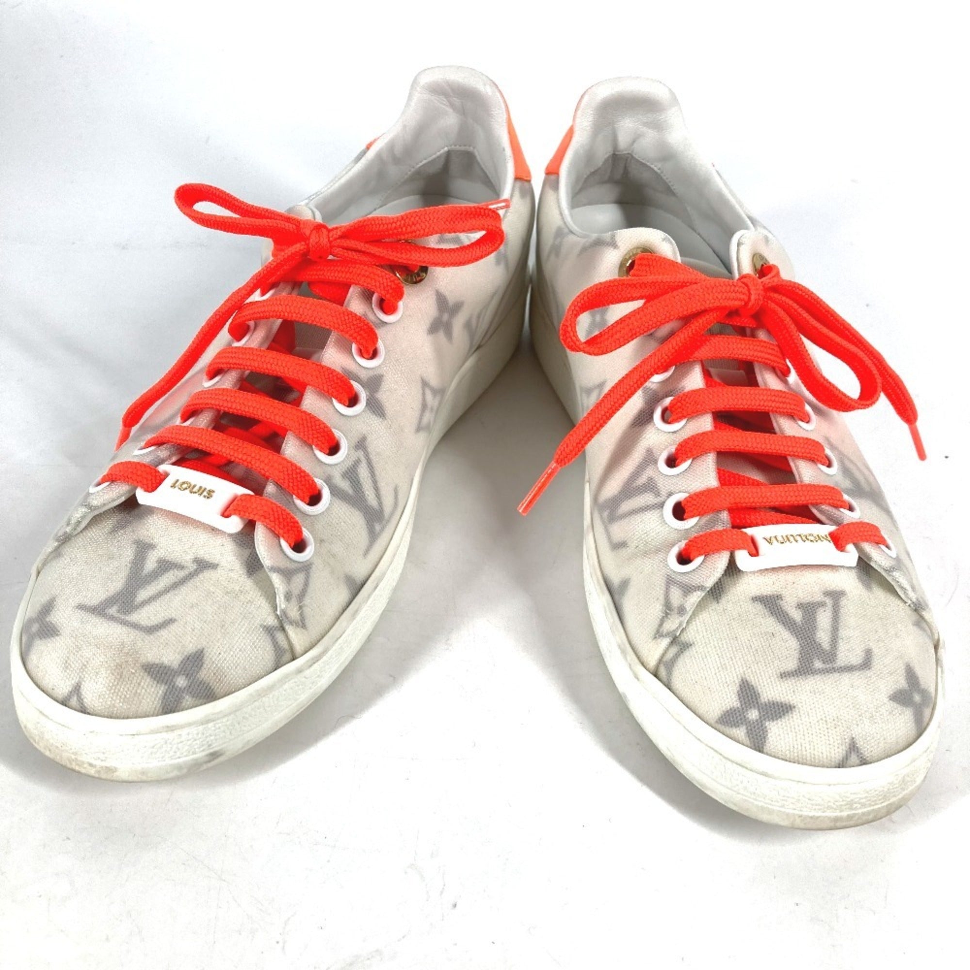 LOUIS VUITTON Louis Vuitton Front Row Monogram Lace-Up Shoes Sneakers PVC Women's White