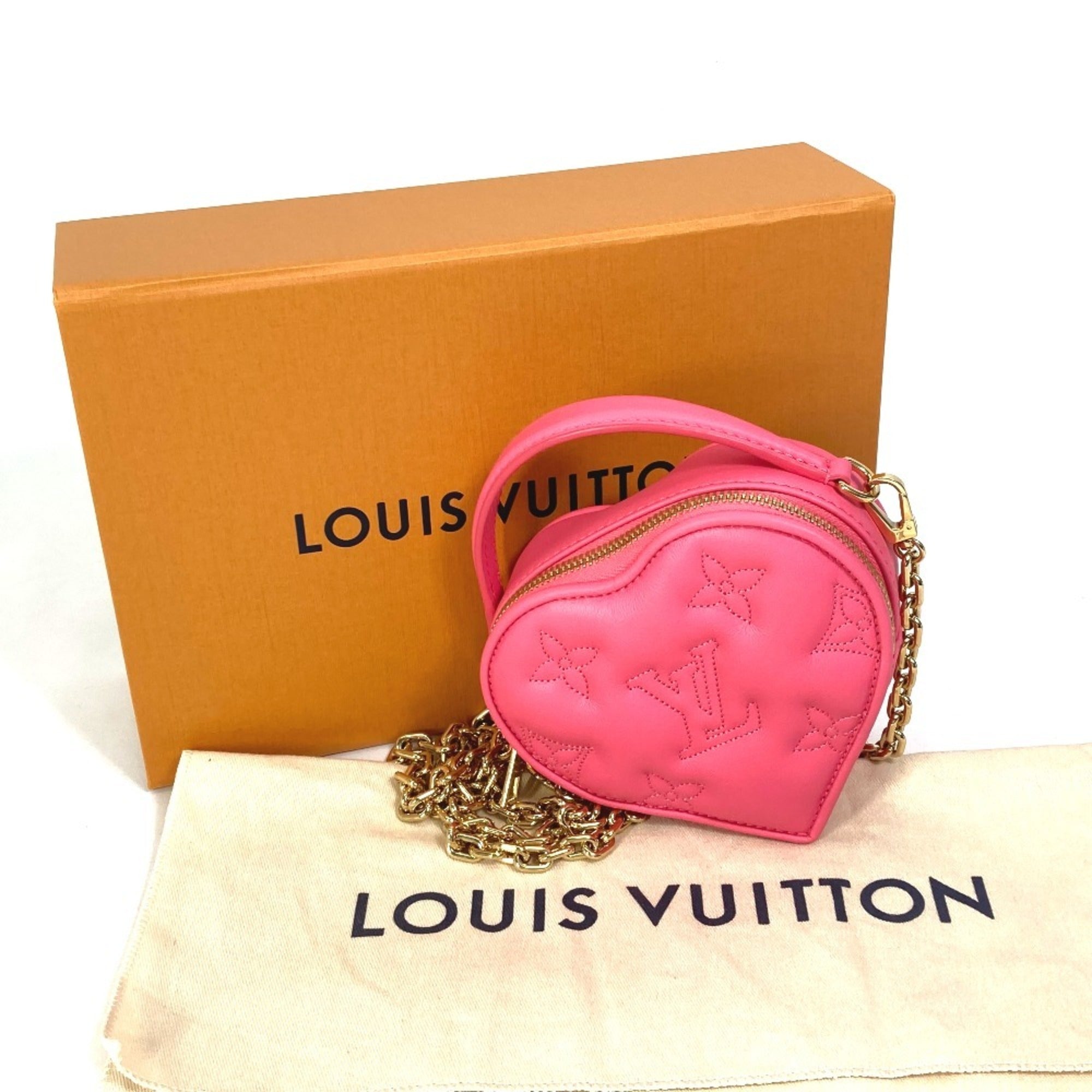 LOUIS VUITTON M81893 Monogram Bubblegram Pop My Heart Pouch Chain 2-Way Bag Handbag/Shoulder Leather Women's Dragon Fruit Pink Like New — Like New