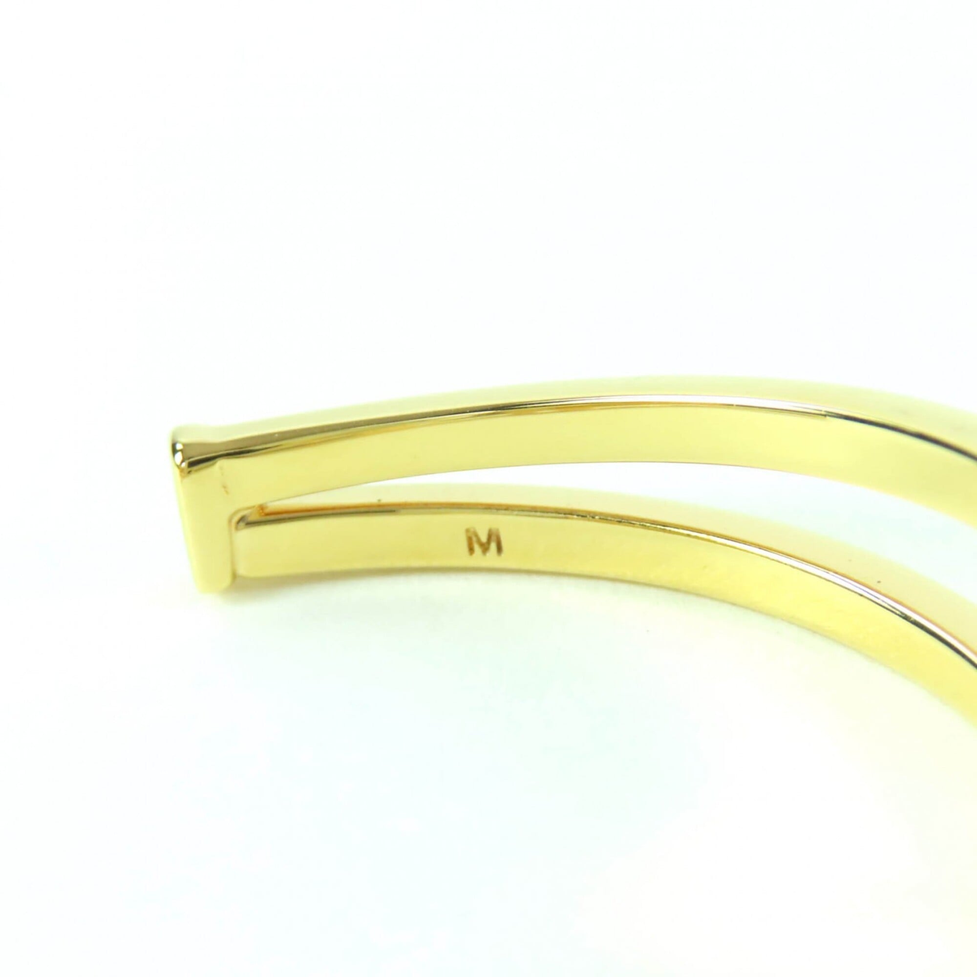 FENDI First FF motif rhinestone bangle bracelet, size M, gold, with box, made in Italy, women's — Like New