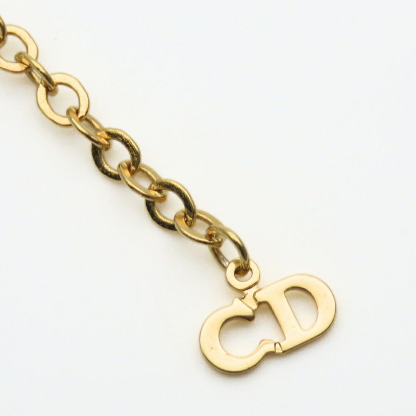 Christian Dior Necklace Emblem Metal Gold GP Plated Women's