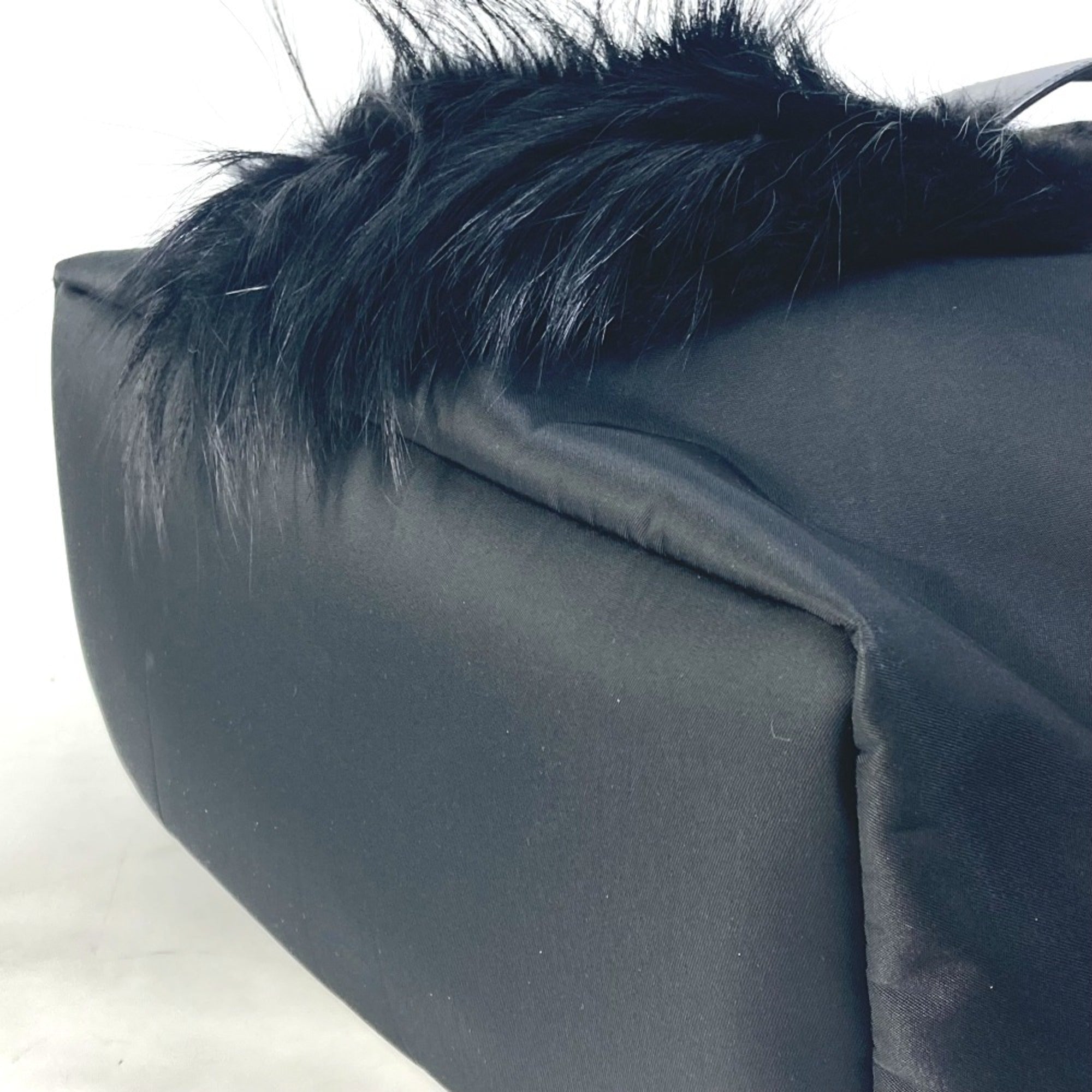 Fendi 7VZ016 backpack bag fur studs Backpack Black blue — Like New