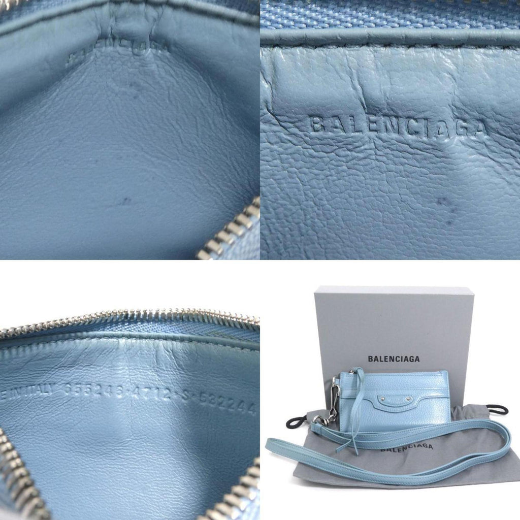 Balenciaga BALENCIAGA wallet/coin case, light blue leather, for men and women, 56460a